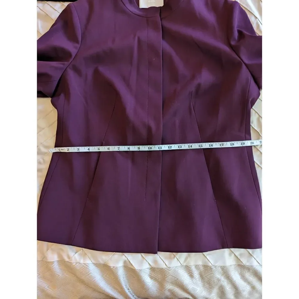 Hugo Boss eggplant purple wool button up jacket nwot sz 14 mandarin collar - Picture 5 of 8